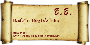 Baán Boglárka névjegykártya